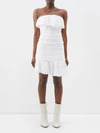 Isabel Marant Oxani Strapless Asymmetric Broderie Anglaise Ramie Mini Dress In White