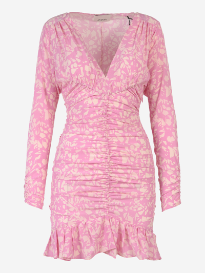 Isabel Marant Lara Plunging Ruched Mini Dress In Pink