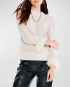 Nic + Zoe Sundown Rib-knit Fringe-cuff Sweater In Cns