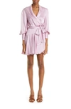 Zimmermann Silk Wrap Mini Dress In Musk