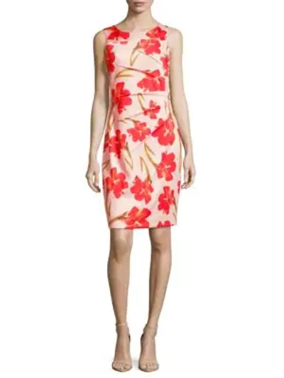 Calvin Klein Floral Print Sheath Dress In Blush Multi