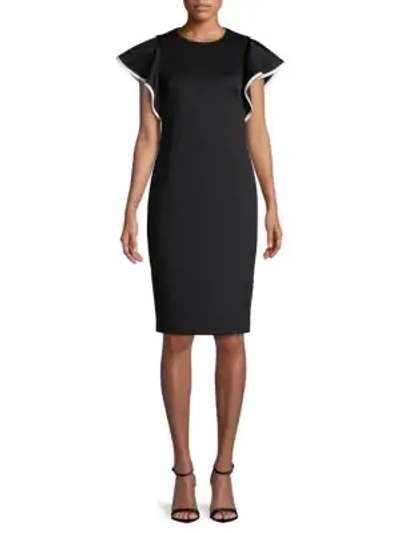Calvin Klein Cap-sleeve Sheath Dress In Black-white