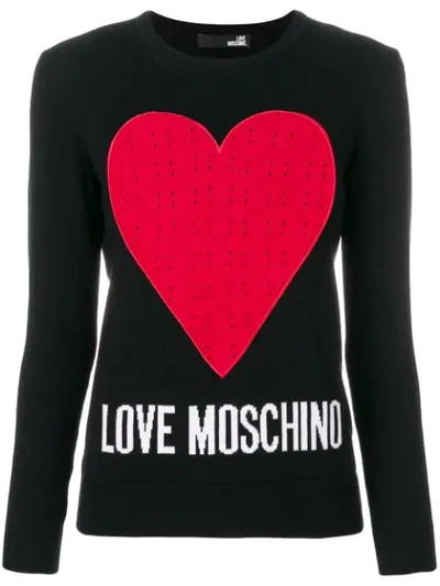 Love Moschino Long Sleeve Sweaters In Black