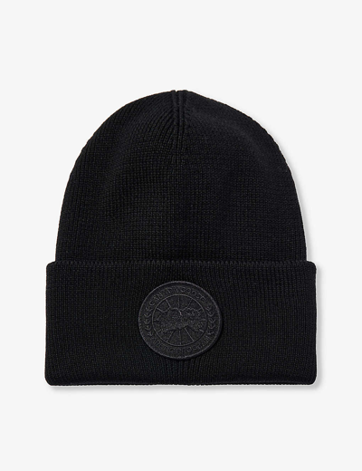 Canada Goose Logo-patch Wool Beanie In Black