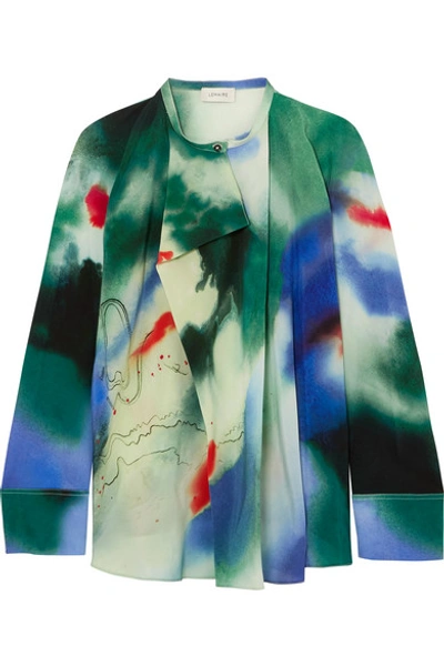 Lemaire Printed Silk Blouse In Blue