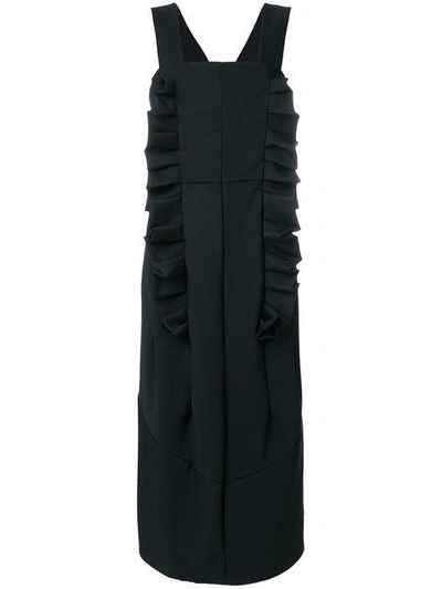 Comme Des Garçons Ruffle Detail Pinafore Dress In Black