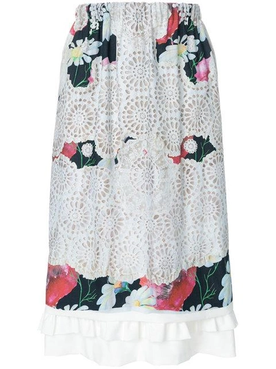 Comme Des Garçons Comme Des Garçons Laser-cut Floral Midi Skirt In Multicolour