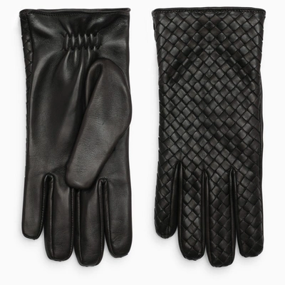 Bottega Veneta Brown Woven Leather Gloves