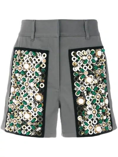 Prada Embroidered Drill Shorts In Basic