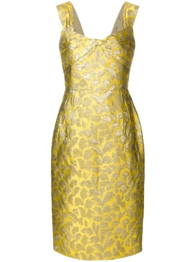 Prada Twist-front Lam&eacute; Brocade Dress In F0388