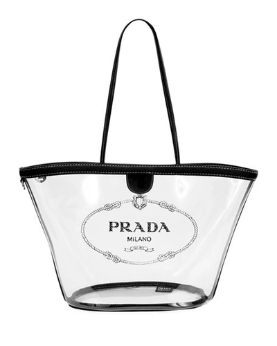Prada Small Plex Shopper In Black