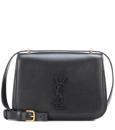 Saint Laurent Spontini Ysl Monogram Leather Shoulder Bag In Noir