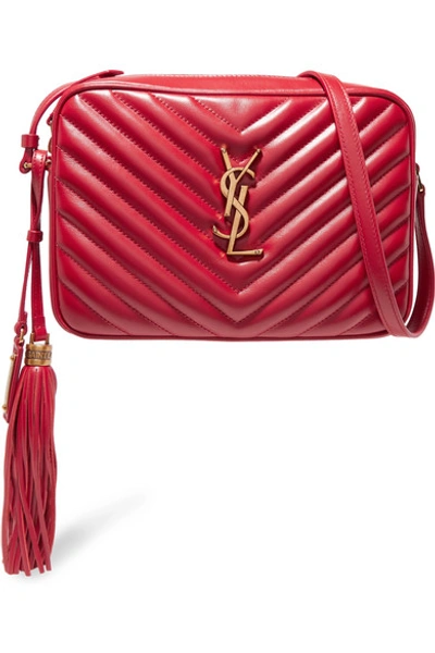 Saint Laurent Monogramme Lou Medium Quilted Leather Shoulder Bag In Rouge