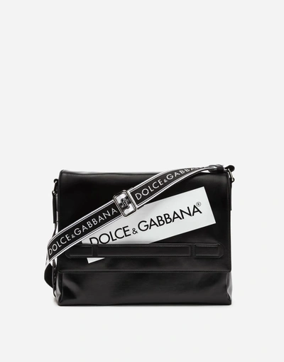 Dolce & Gabbana Coated Canvas Mediterraneo Messenger Bag In Black