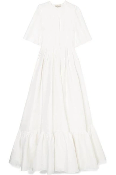 Merchant Archive Linen, Cotton And Silk-blend Jacquard Gown In White