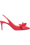 Christian Louboutin Yasiling 70 Bow-embellished Satin Slingback Pumps In Red