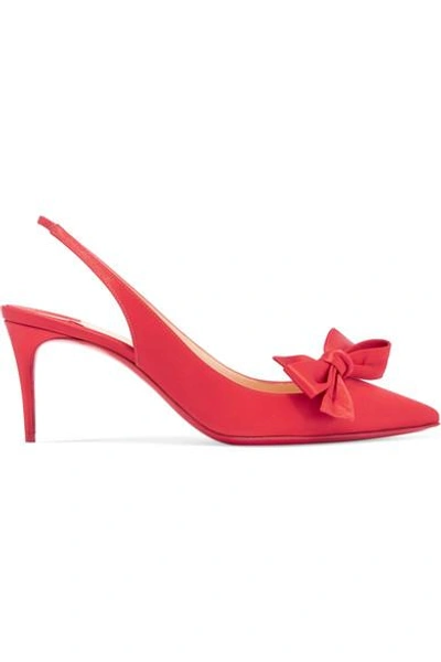 Christian Louboutin Yasiling 70 Bow-embellished Satin Slingback Pumps In Red