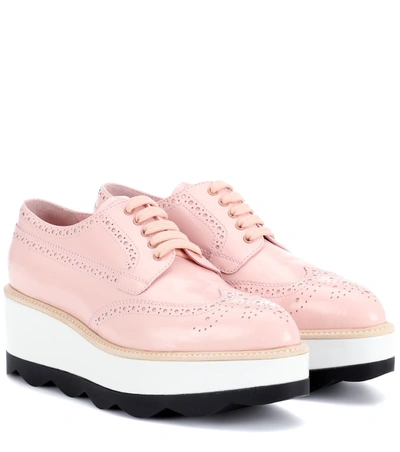 Prada Leather Platform Oxford Shoes In Pink