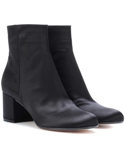 Gianvito Rossi Margaux Mid Satin Ankle Boots In Black