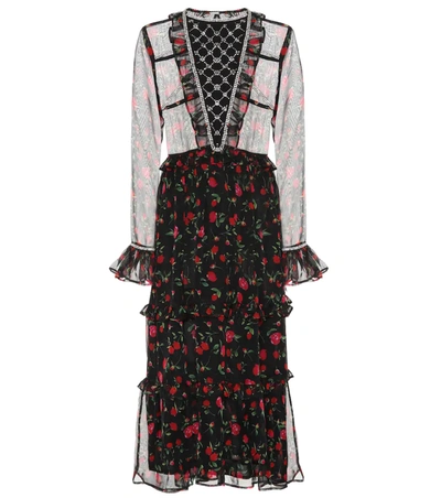 Dodo Bar Or Roberta Embellished Floral-print Chiffon Dress In Black