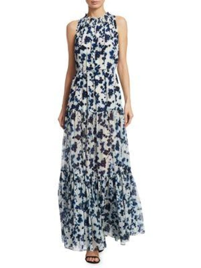 Elizabeth And James Lani Ink Floral Print Maxi Dress In Navy White