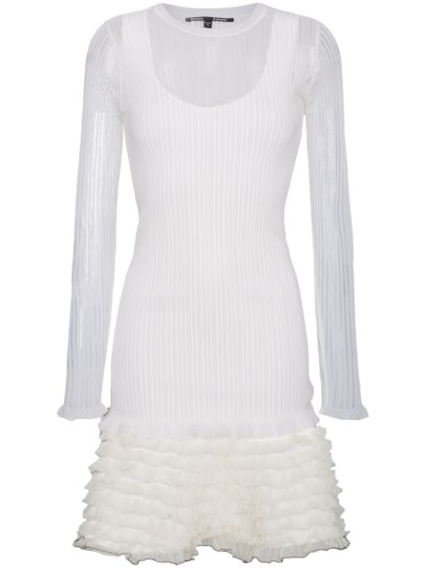 white sheer ruffle dress