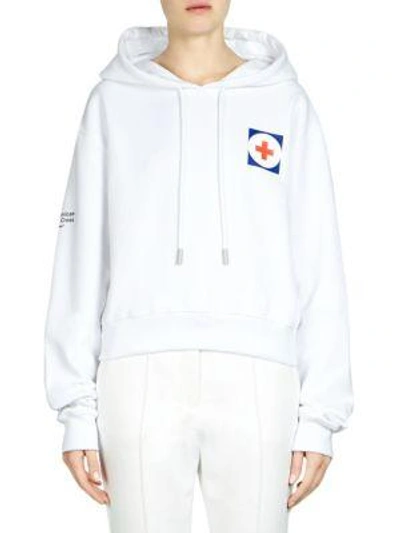 Off white Red Cross Cropped Cotton Hoody In White ModeSens