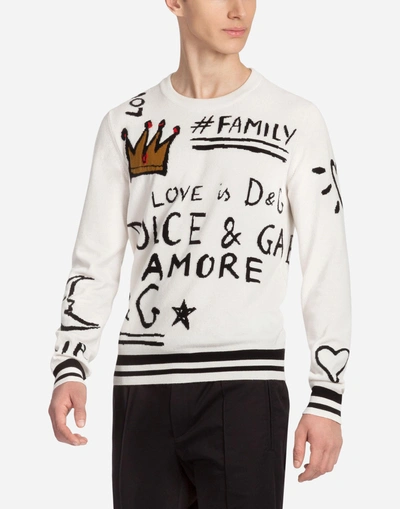 Dolce & Gabbana Knit In Inlaid Wool In Multicolor