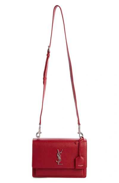 Saint Laurent Medium Sunset Grained Leather Shoulder Bag - Red In Bright Red