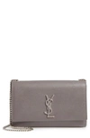 Saint Laurent Medium Kate Calfskin Leather Shoulder Bag - Grey In Fog