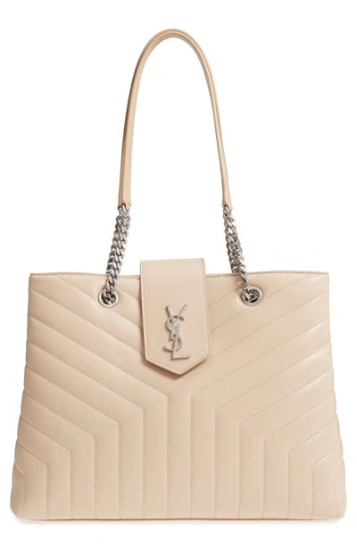 Saint Laurent Small Loulou Matelasse Leather Shopper - Beige