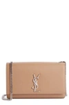 Saint Laurent Medium Kate Leather Wallet On A Chain In Sable Beige