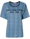 Philosophy Di Lorenzo Serafini Patterned Logo Print T-shirt - Blue