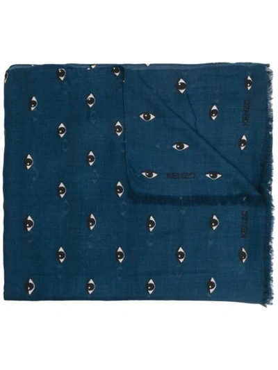 Kenzo Eyes All Over Scarf In Blue