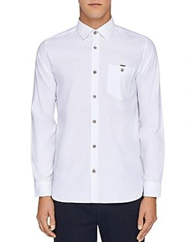 Ted Baker Stapal Textured Regular Fit Button-down Shirt In White