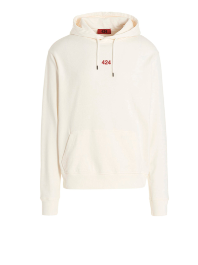 424 Logo Embroidery Hoodie In White