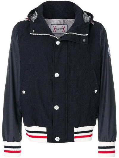 Moncler Varsity Bomber Jacket In Blue