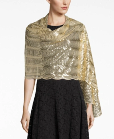 Betsey Johnson Blue By  Sequined Scallops Evening Wrap In Gold