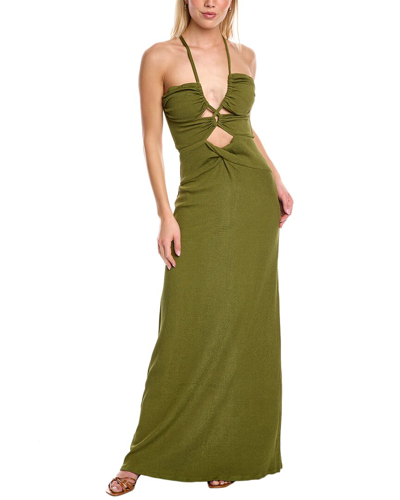 Patbo Knit Lace Up Maxi Dress In Green