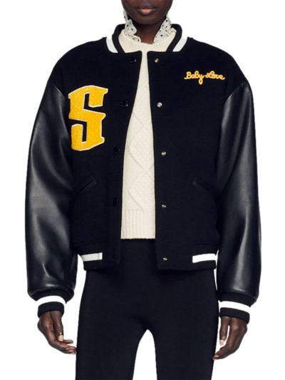 ジャケット・アウター SANDRO Wool Varsity Jacket Sandro Double Faced Wool Blend Varsity Jacket | Bloomingdale's