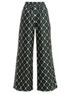 La Doublej - Palazzo Geometric Print Wide Leg Silk Trousers - Womens - Green Print