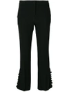N°21 Ruffle Detail Cropped Trousers In Black