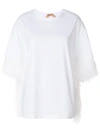 N°21 Nº21 Feather Trim T-shirt - White