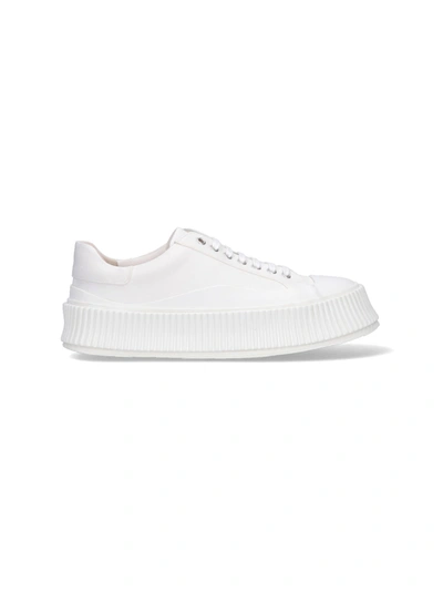 Jil Sander Recycled Canvas Sneakers In Bianco