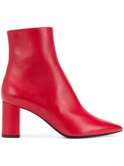 Saint Laurent Pointed Ankle Boots In Red