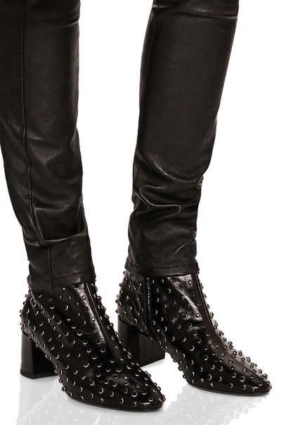Saint Laurent Loulou Crystal Studded Leather Ankle Boots In Black