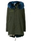 Mr & Mrs Italy Fur Trimmed Midi Parka In Green