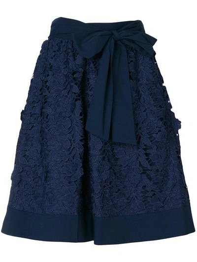 Steffen Schraut Floral Macrame Skirt In Blue