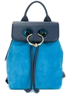 Jw Anderson Pierce Mini Suede And Textured-leather Backpack In Blue