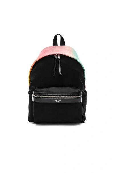 Saint Laurent City Ombre Print Satin Backpack - Pink In Multi